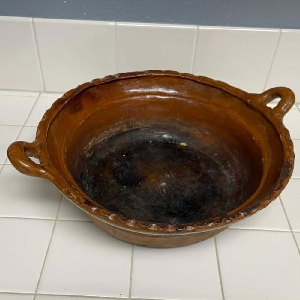 Mexican red clay cooking dish 13"